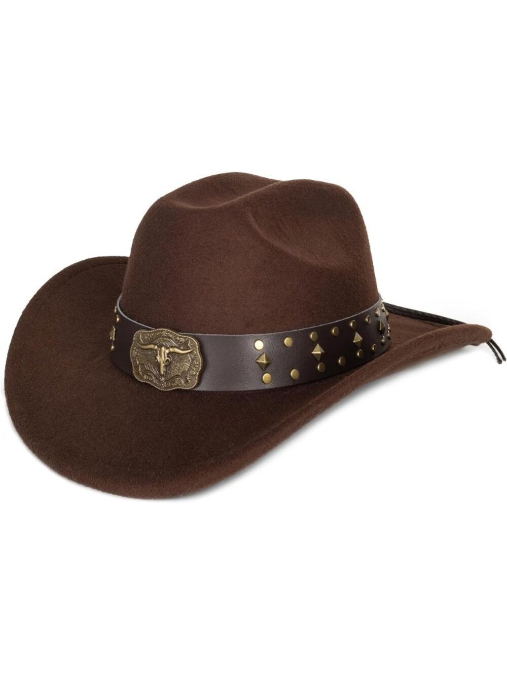 Womens Brown Western Cowboy and Cowgirl Fedoras Hat Belt Buckle (Size:Medium)